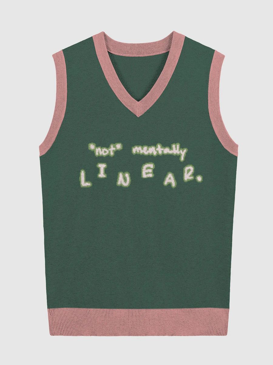 *not* mentally linear. (lg. lined design, pink and green) knitwear vest product image (3)