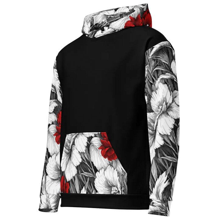 Bold Red Floral Pattern II Black Hoodie product image (1)