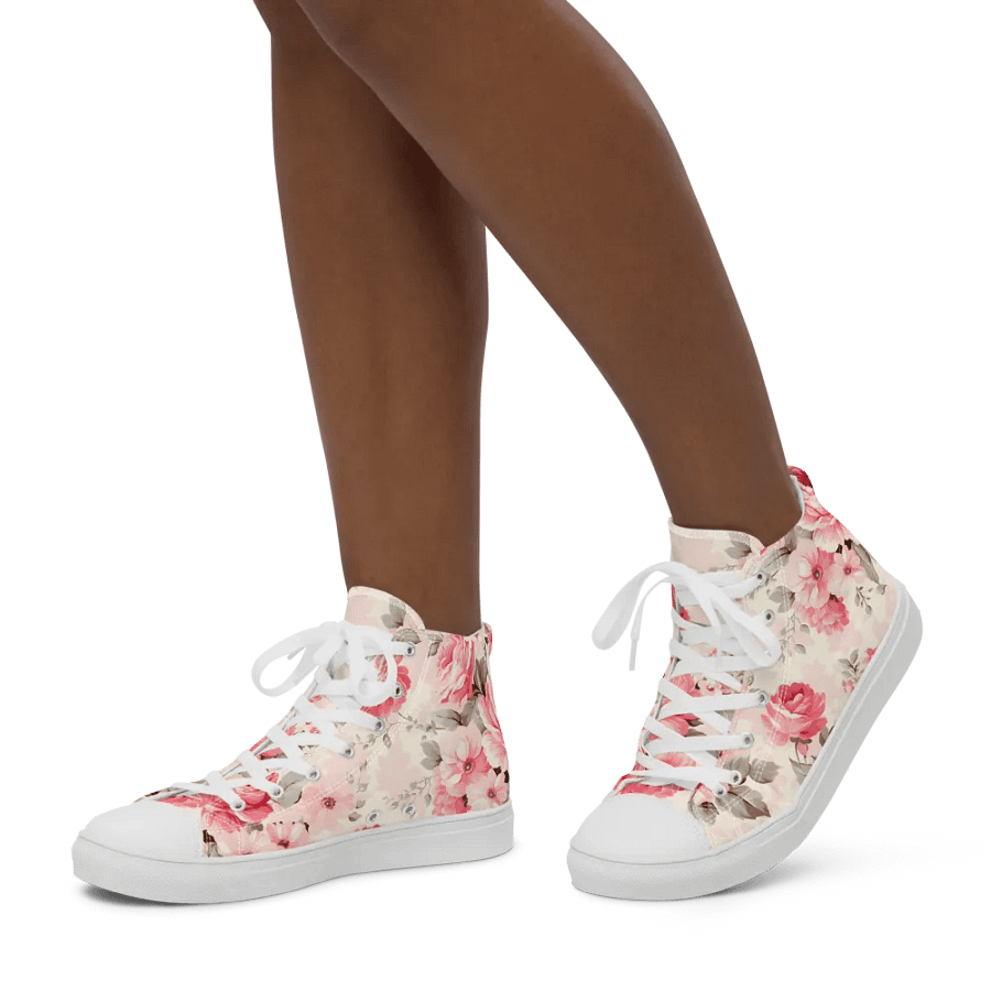 Women's Pink Floral High Top Canvas Shoes product image (7)