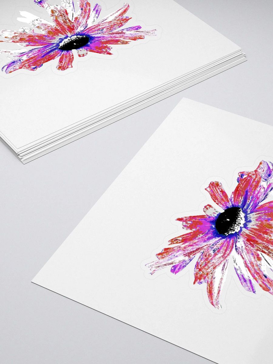 Abstract Red and White Distressed Daisy Flower Kiss Cut Sticker product image (7)