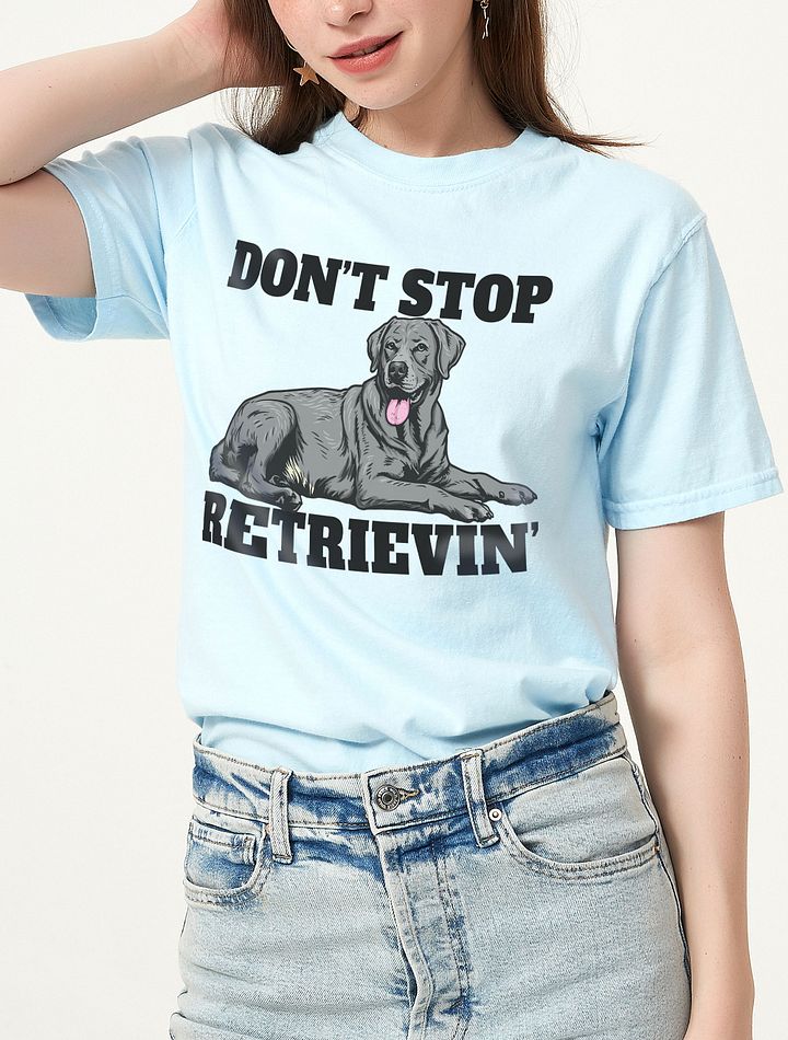 Don't Stop Retrievin' T-Shirt of a Labrador Retriever (Silver) | Funny T-Shirt for Lab Paw-rents product image (1)