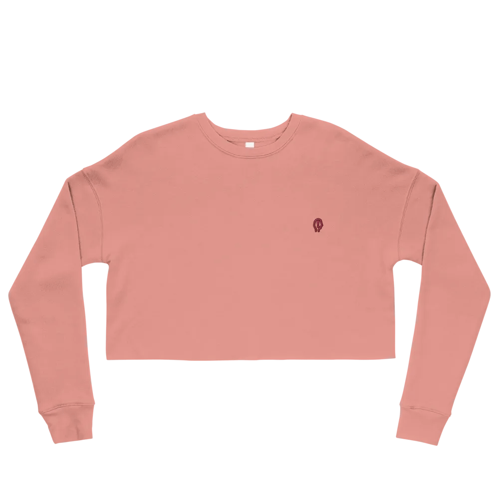 EXCLAIMING MENTALLY (rose design) embroidered fleece crop crew product image (26)
