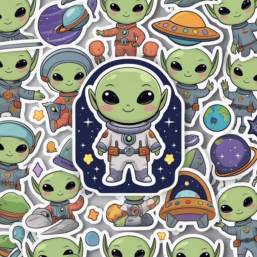 Cute Alien Sticker Pack – 40 High-Quality Aesthetic Space Stickers for Journals, Laptops & Scrapbooking product image (3)