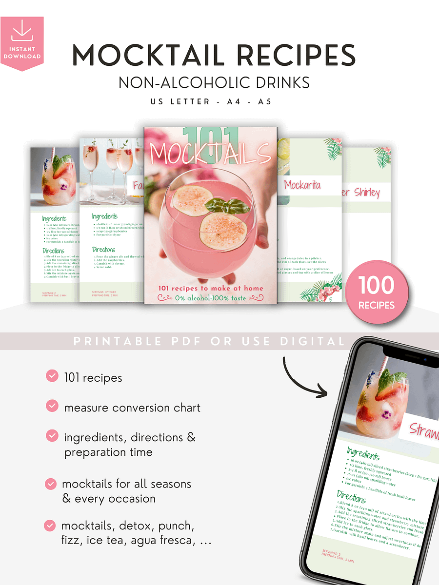 Mocktail Recipes 101 Non Alcoholic Drinks product image (1)