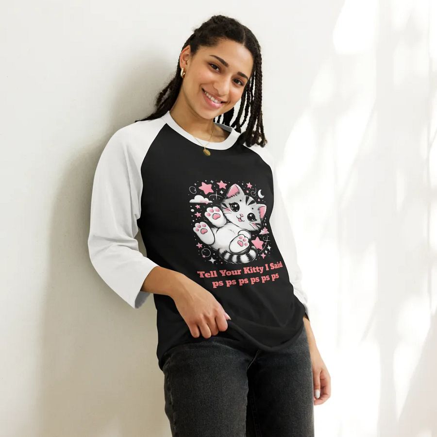 pspsps Kitty Baseball Style Tee - Dark Torso Colors product image (3)