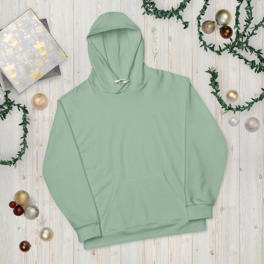 Plain Light Sage Green Soft Summer Unisex Recycled Polyester Heavyweight Premium Hoodie by Treasure Pie product image (11)