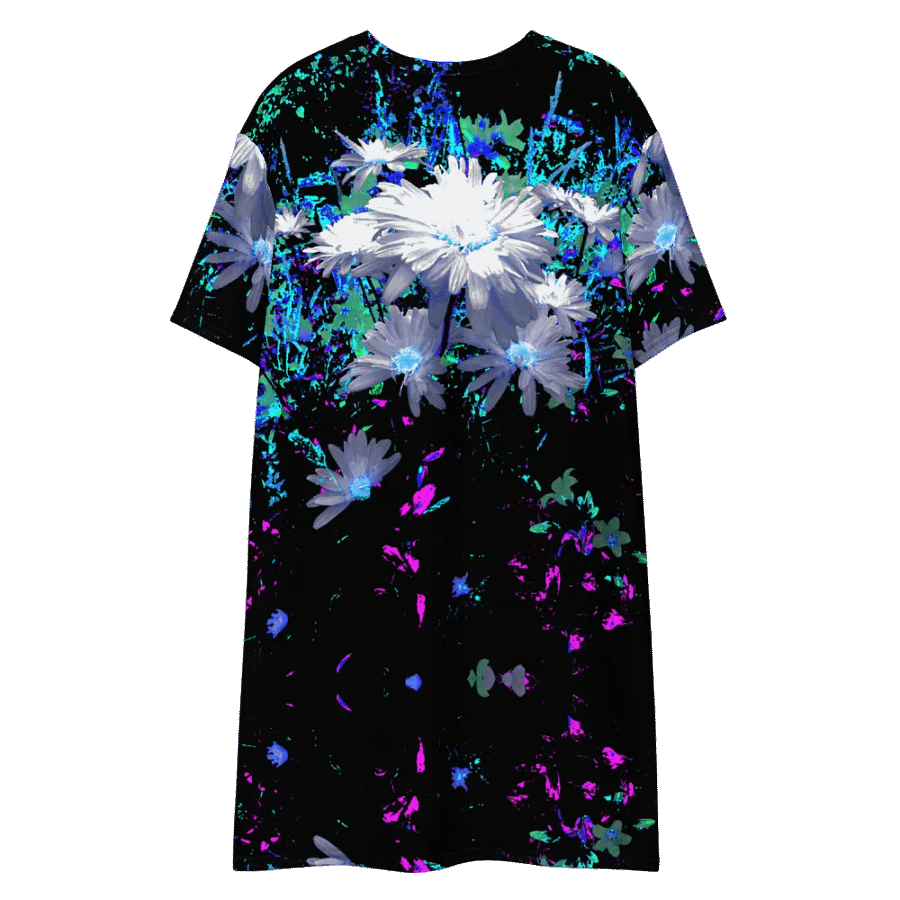 Abstract Neon Daisy Flowers Ladies T Shirt Dress product image (8)