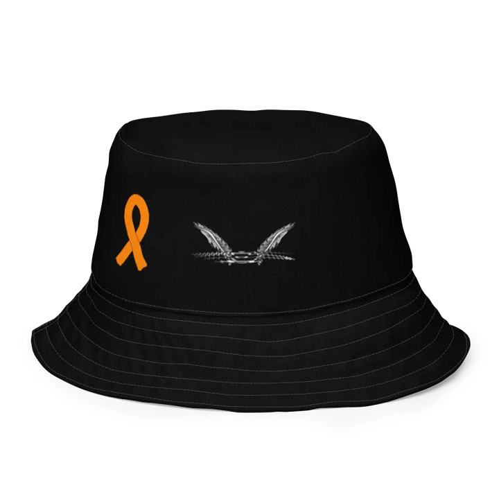 White HApex Gear White Logo Cancer Awareness Orange Ribbon. Black Reversible Bucket Hat product image (2)