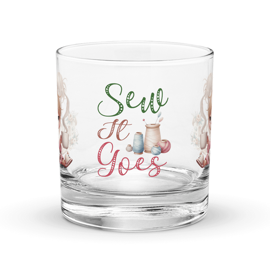Sip & Sew Cartoon Girl Rocks Glass product image (1)