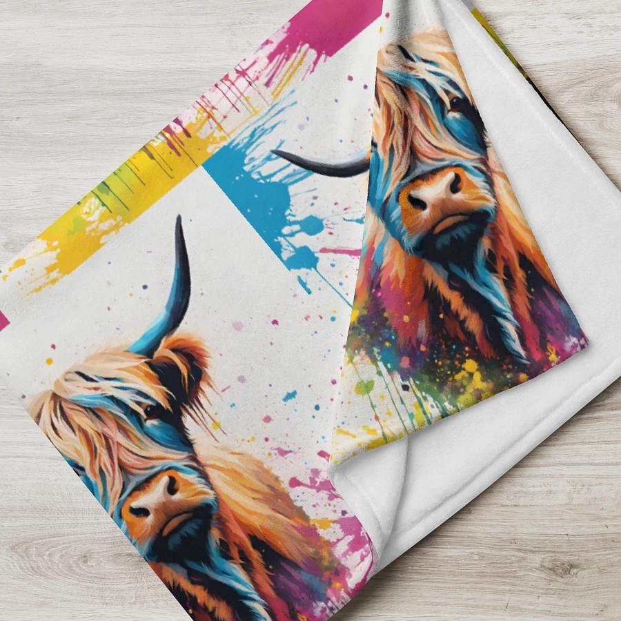 Multi Coloured Paint Splash Highland Cow Blanket product image (10)