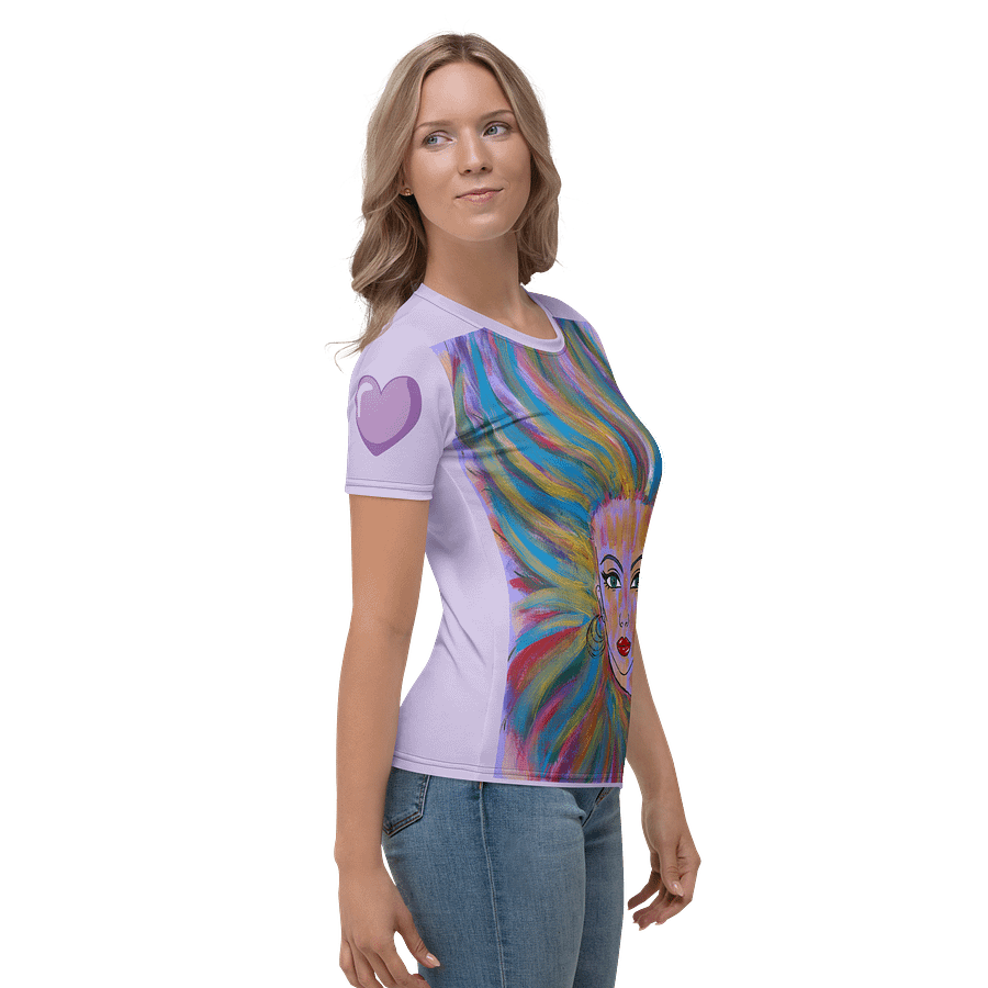 Girl with the colorful hair (art by Dina R.) acrylic painting picture - Womens Crew Neck T-Shirt product image (4)
