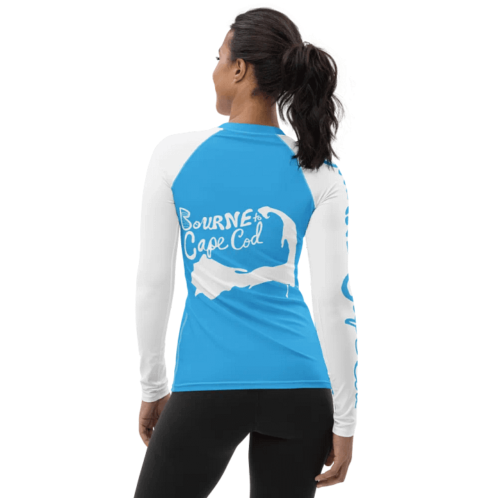 BOURNE to Cape Cod™ | Women's Rash Guard | BRN.2C.C.™ | Deep Sky Blue & White product image (2)