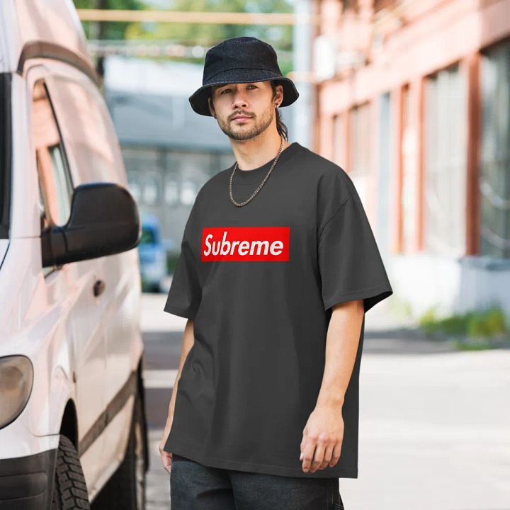 Red 'Subreme' Arab Parody Oversized Tee product image (2)