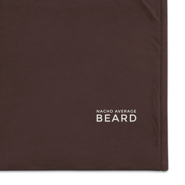 Nacho Average Beard Embroider Sherpa Blanket (Brown/ White) product image (1)