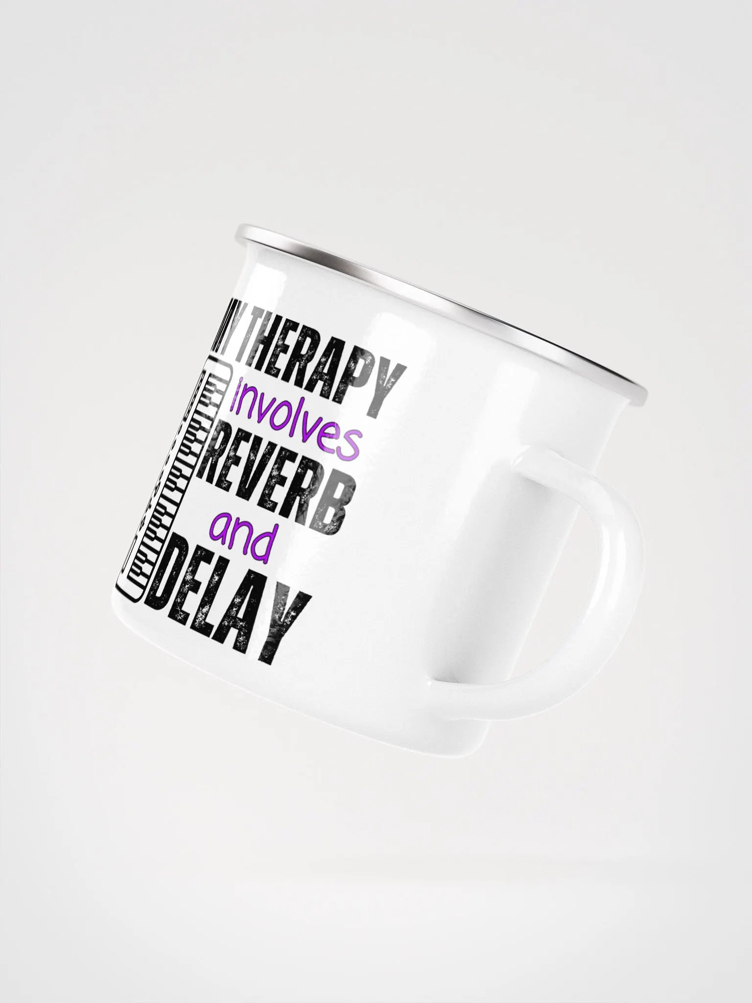 "My Therapy Involves Reverb and Delay" Enamel Coffee Mug product image (3)