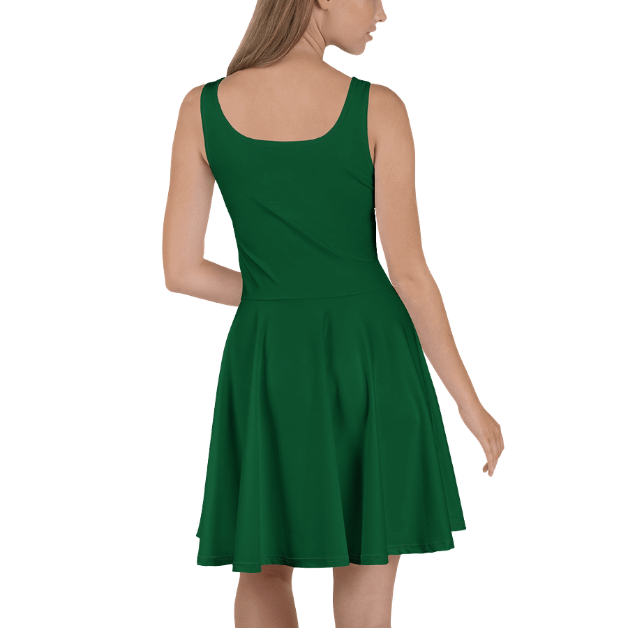 Forest Green Solid Color Fit and Flare Skater Dress product image (4)