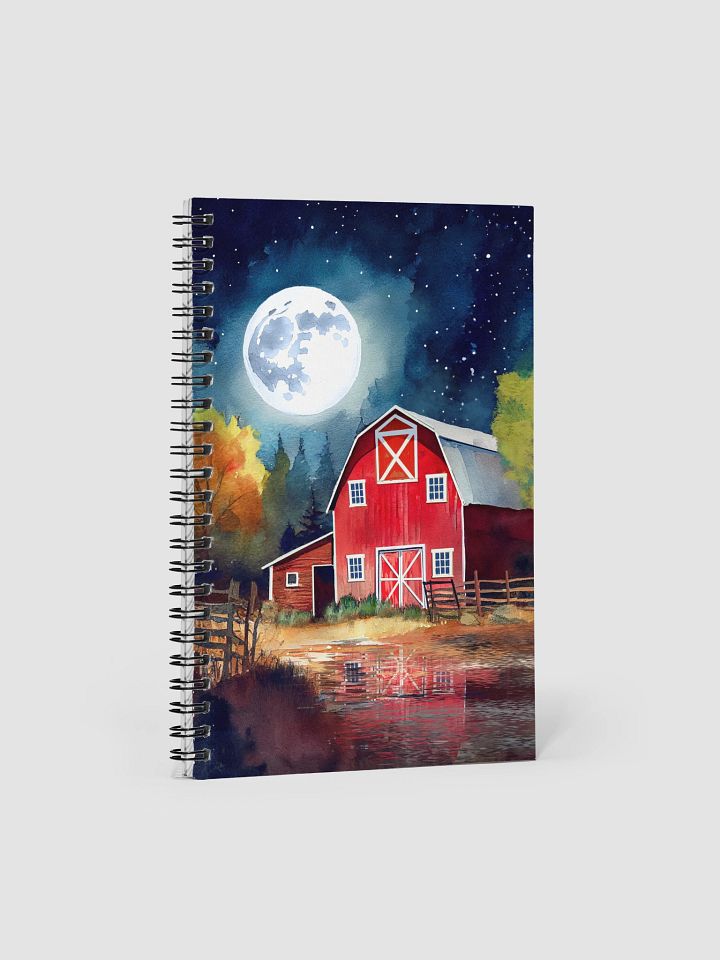 Old Red Barn under Full Moon Spiral Notebook product image (1)