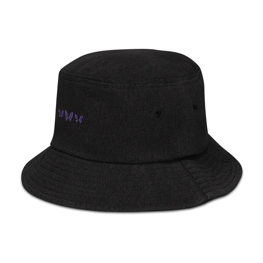 Lilac Butterfly Embroidered Bucket Hat in Black product image (4)