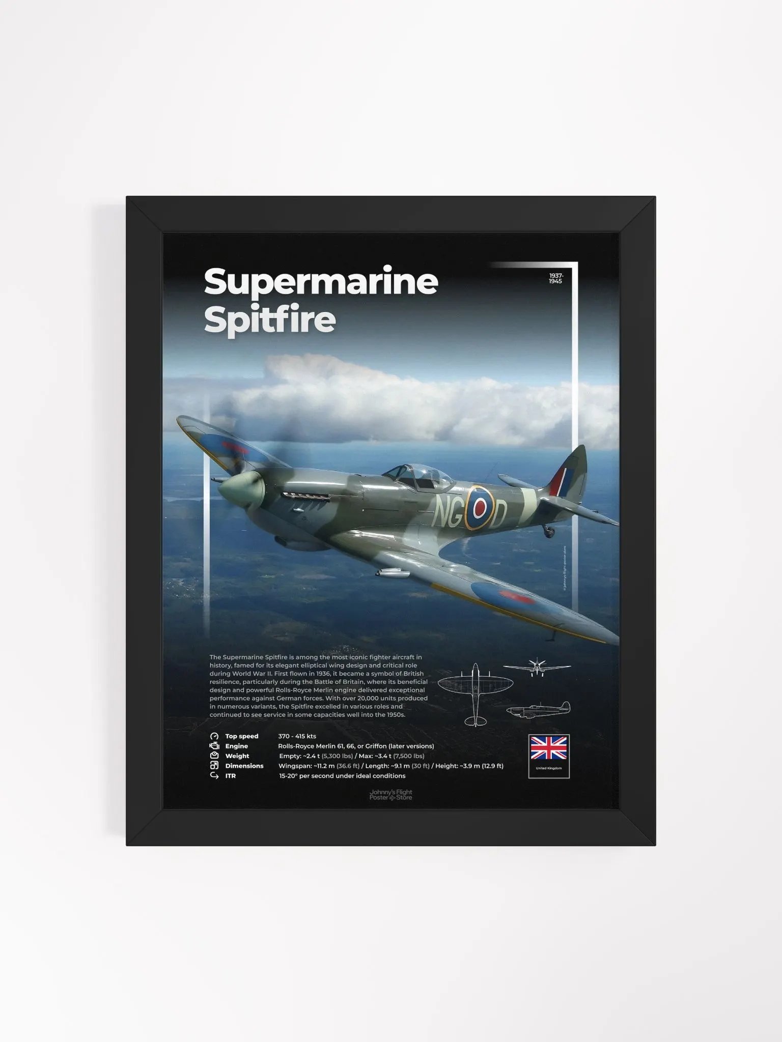 Supermarine Spitfire Aviation Spec Poster product image (4)