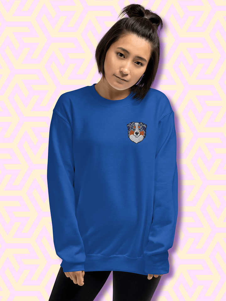 Whimsical Australian Shepherd Dog Face Crewneck Sweatshirt product image (2)