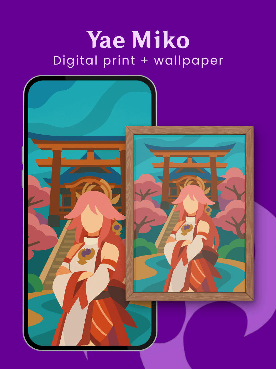 Yae Miko Art Print | Genshin Impact Wall Art | Lady Guuji Shrine Aesthetic Poster product image (1)