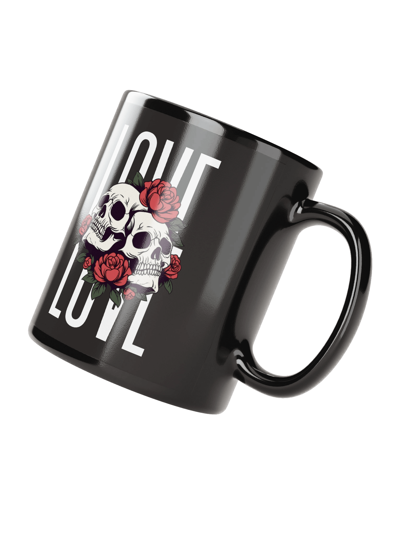Roses & Skulls Black Coffee Mug product image (3)