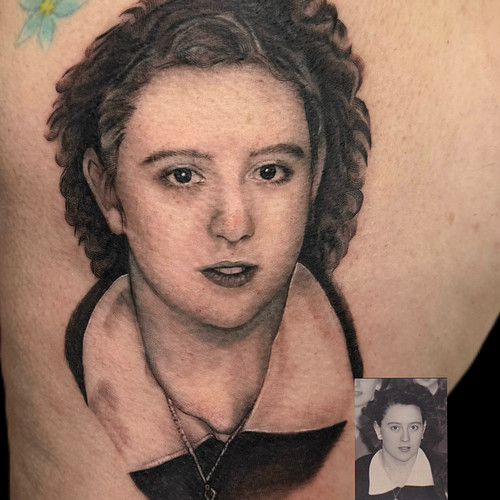 What an honour to do this memorial portrait! My client got tattooed by me as an apprentice about 6 months into my career and ...