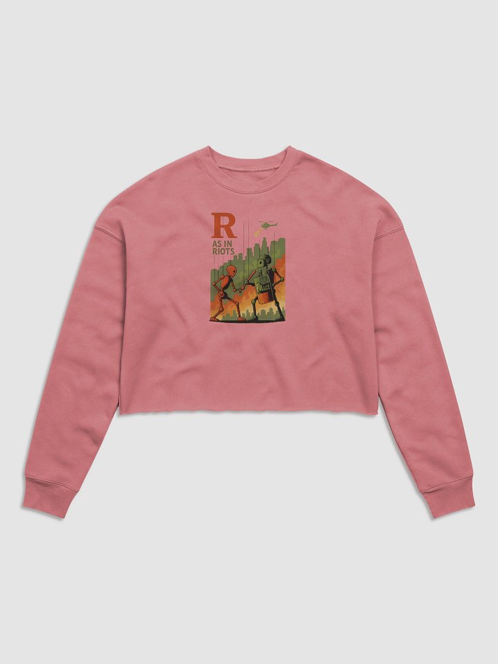 R as in riots women`s fleece crop sweatshirt by dark alphabet product image (25)