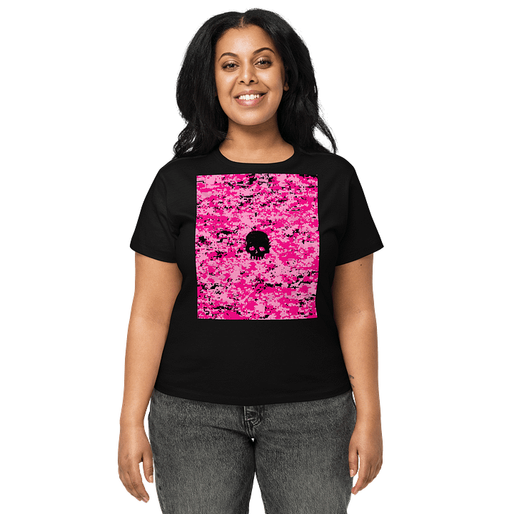 Pink Camo Skull Women's High-Waisted Tee product image (1)