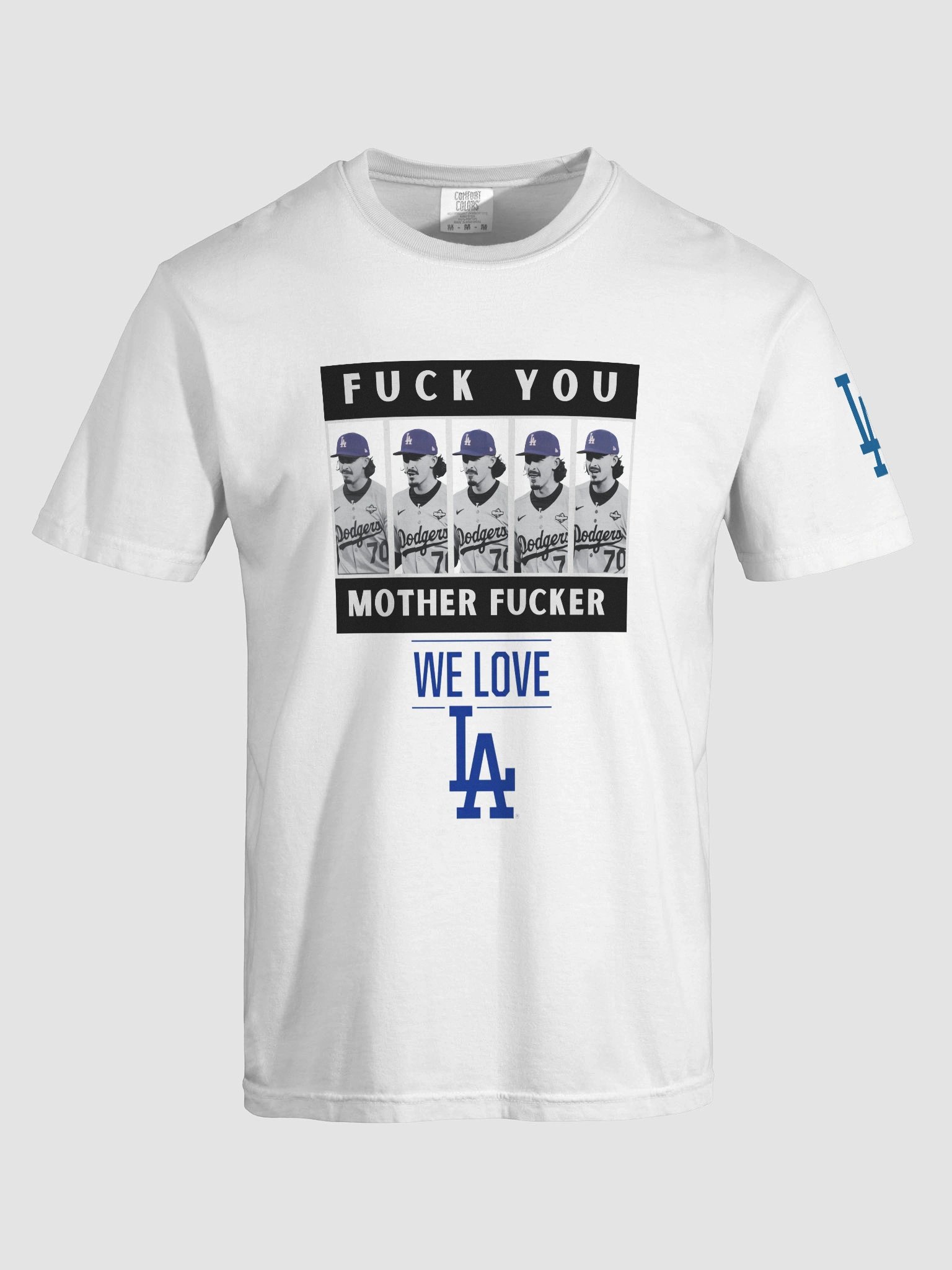Dodgers Justin Wroblesk 5 Image Lips Saying F*** You! Mother F***er! (Light Colors) product image (25)