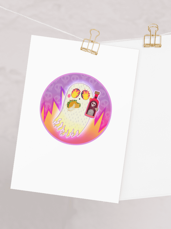 Pastel Little Ghost Hot Sauce Taco - Greeting Card product image (1)