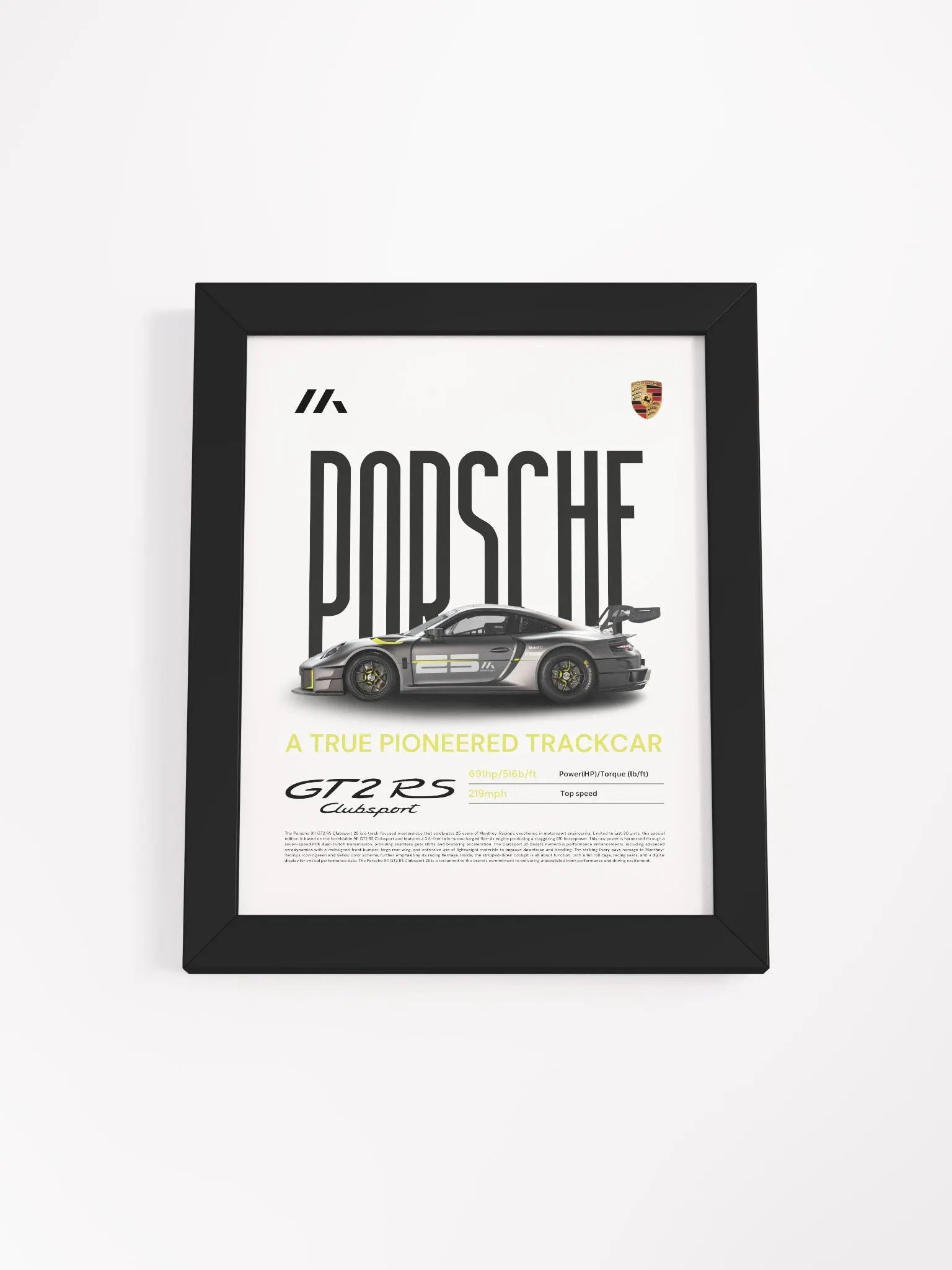PORSCHE GT2RS CLUBSPORT FRAMED POSTER product image (1)