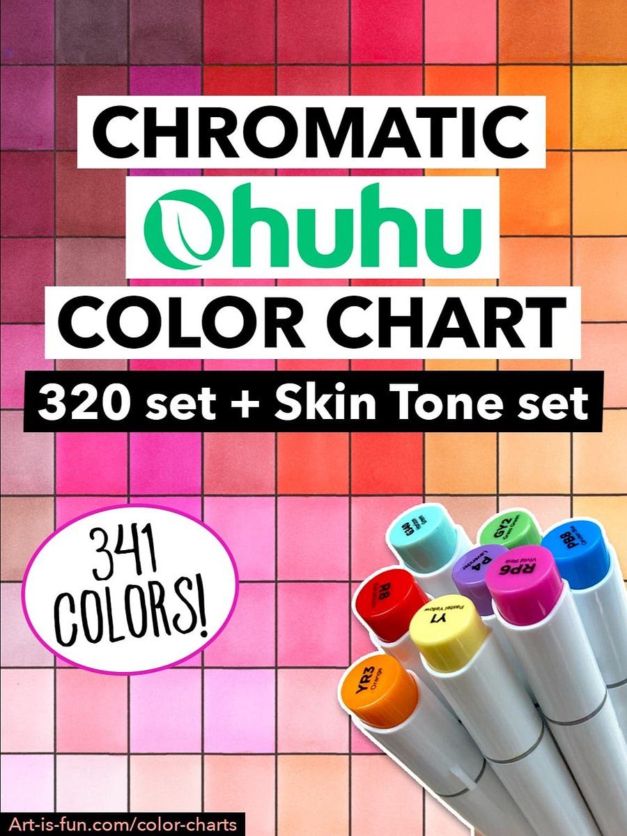 Ohuhu Color Chart - 341 Honolulu Colors in Chromatic Order (Hex + Grid) product image (6)