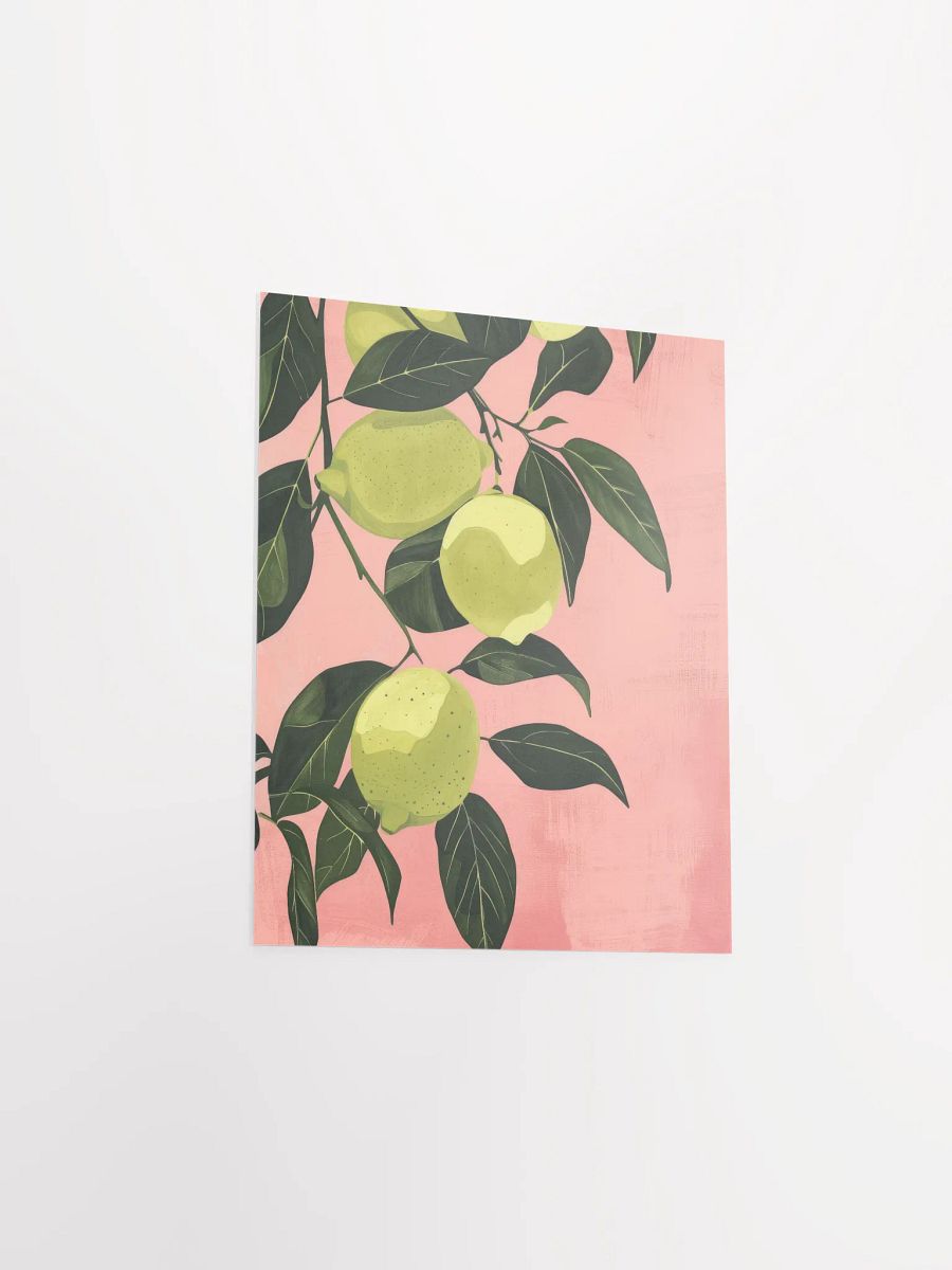 Lime Lemons on Pink Pastel Kitchen Wall Art Print product image (27)