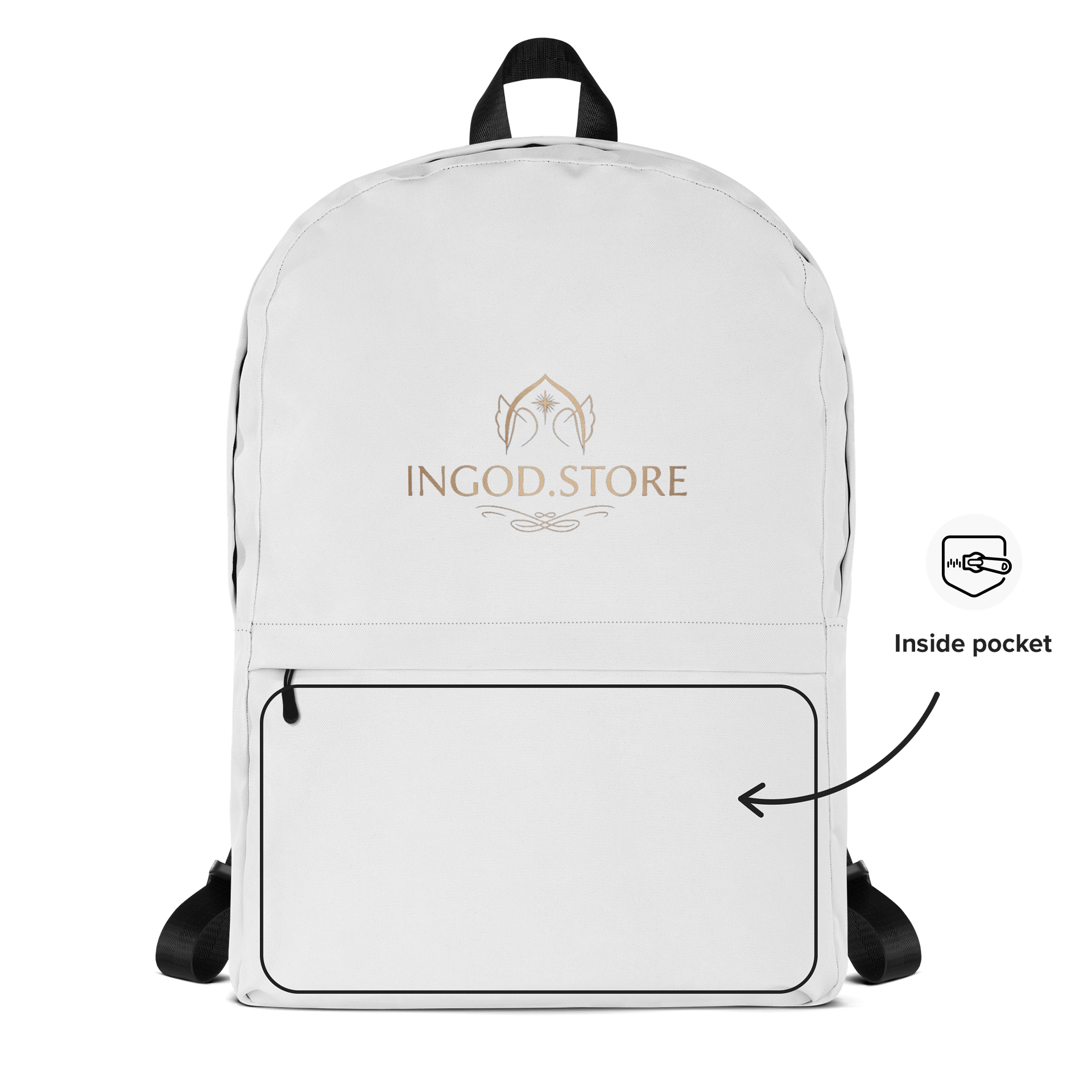 INGOD.STORE "Journey in Faith" Backpack - White Christian Daypack with Inside Pocket, Versatile Scripture-Inspired Bag for School, Travel & Church product image (2)