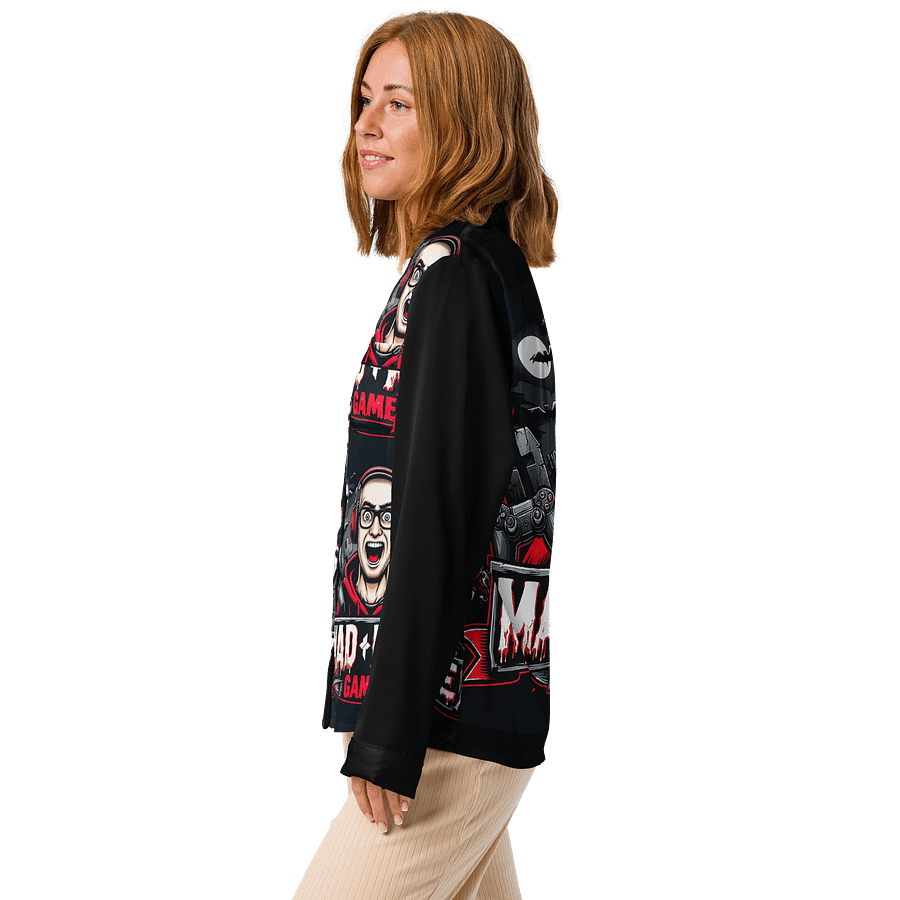 Spooky Gamer Caricature Long Sleeve Pajama Top product image (4)