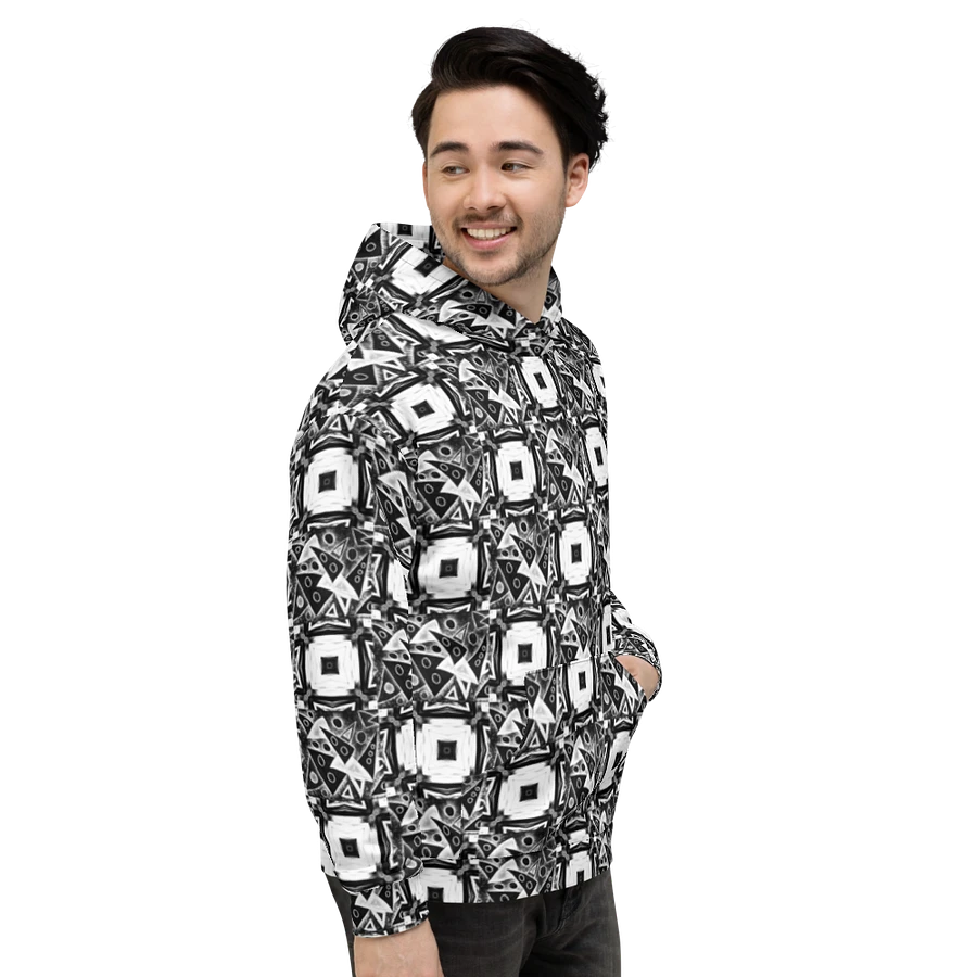 Abstract Black and White Triangles with Squares Unisex Pull Over Hoodie product image (16)