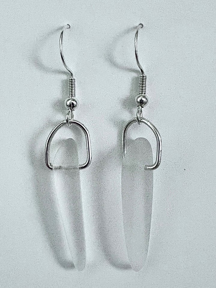 Sea Glass Drop Earrings | Clear Frosted Glass | Handmade Coastal Charm Jewelry by Monique Faella Designs™ | MFD-00127 or MFD-00131 product image (2)