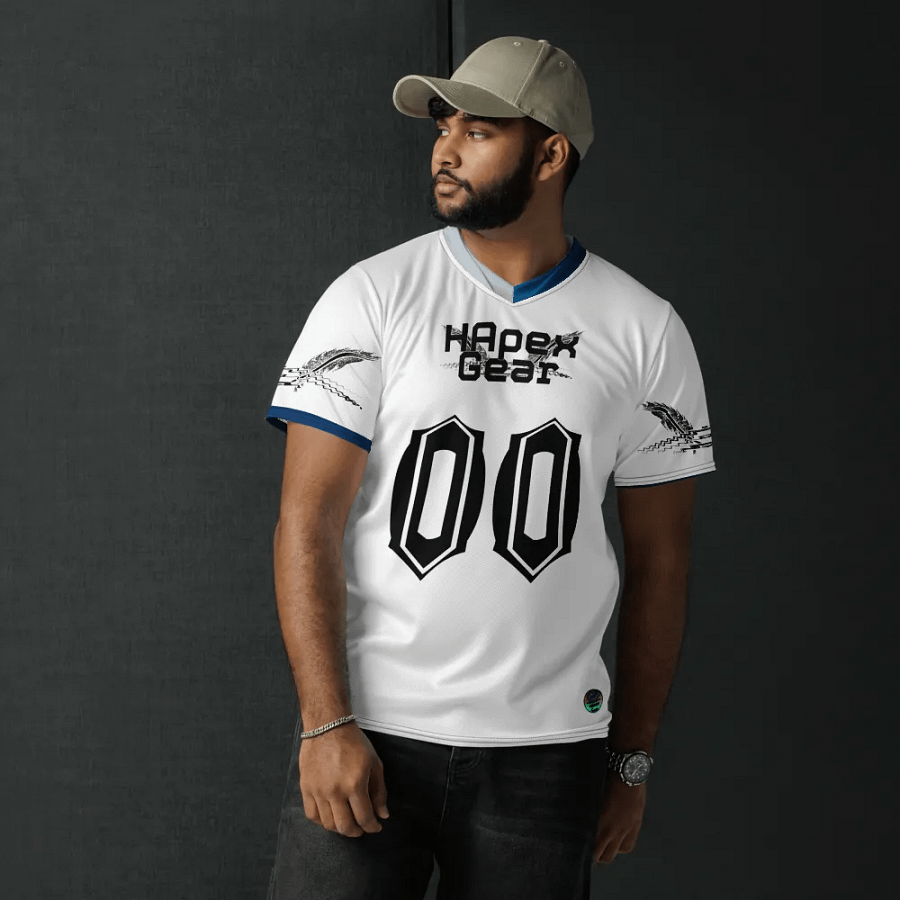 Cuban - White - Recycled Unisex Sports Jersey - Black HApex Gear Black Logo product image (6)