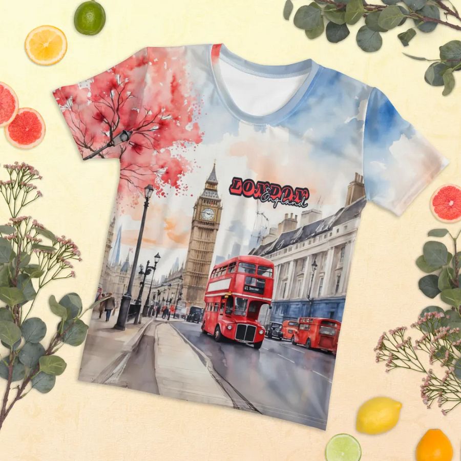 London England Watercolor All Over Print T-shirt product image (12)
