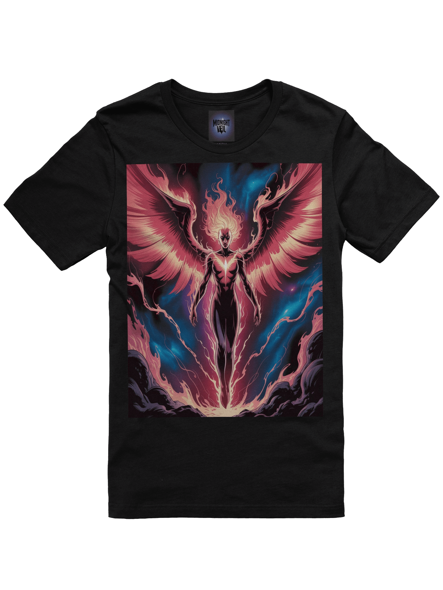 Dark Phoenix Flame Ascent Supersoft T-Shirt – Cosmic Inferno Veil product image (3)