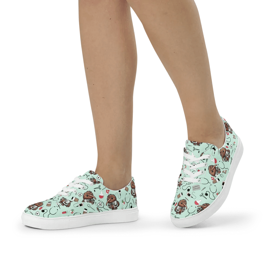 Cute Medical Kiwi Lace-up Canvas Shoes (Green) product image (4)