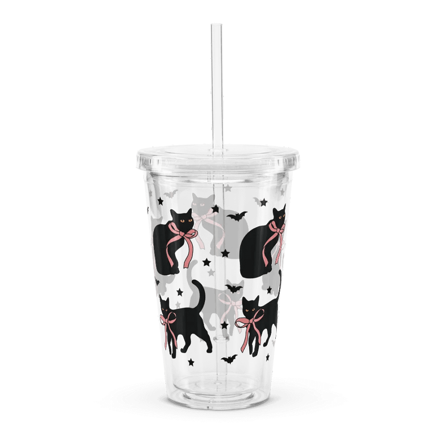 Coquette Black Cat Double Wall Clear Plastic Tumbler (16 oz) product image (2)