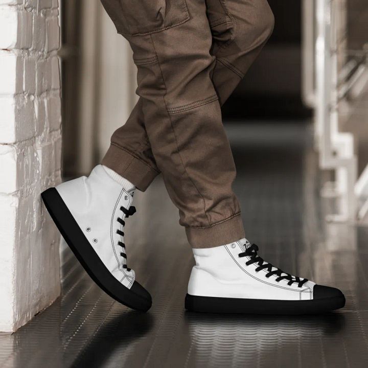 White Zenith Emblem Men's High Top Canvas Shoes product image (2)