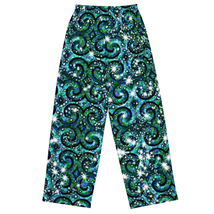 Green Blue Sparkle Swirl Wideleg Pants product image (1)