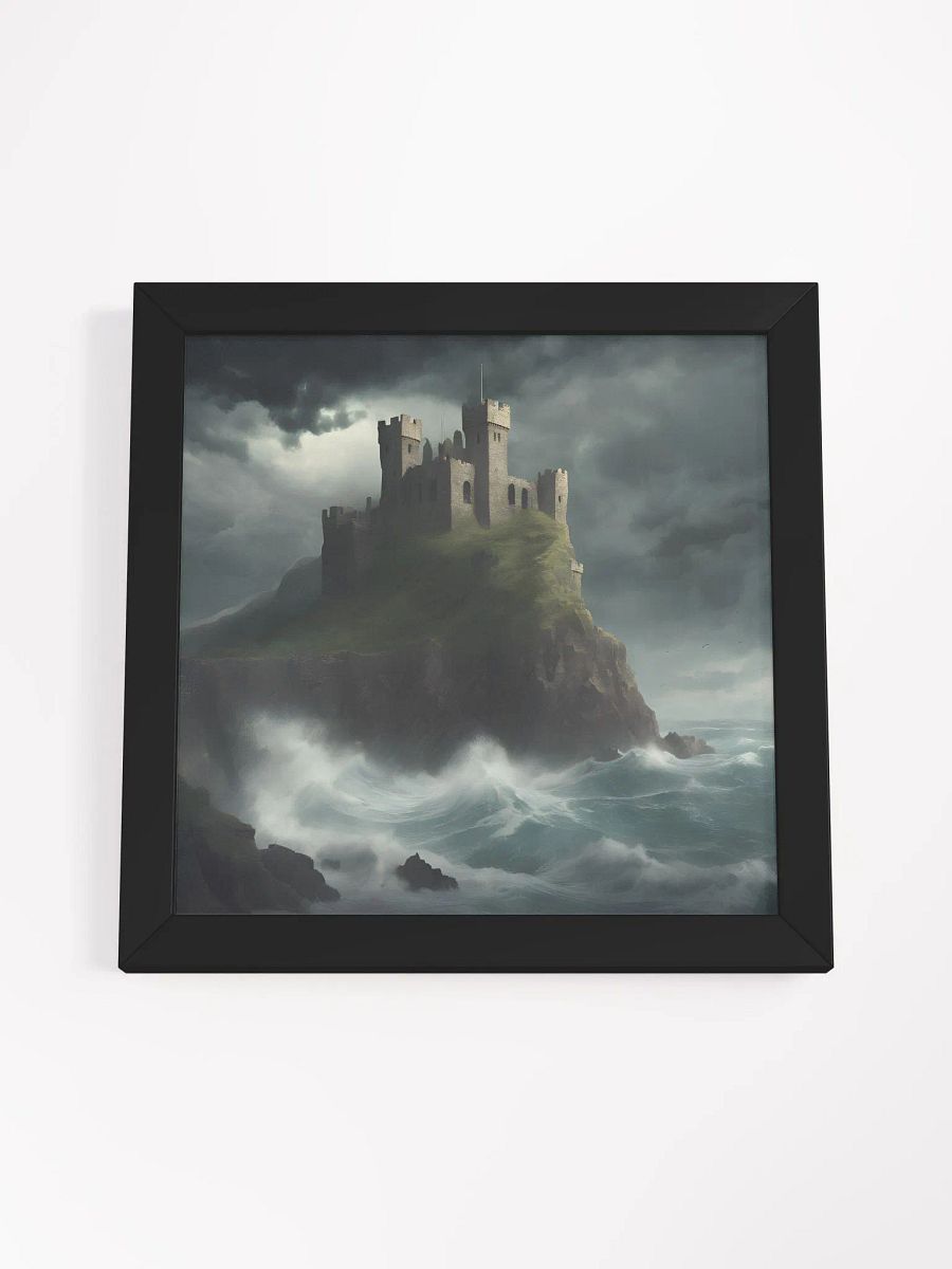 Clifftop Citadel Matte Poster (An illustration of Castle at the top of mountain in island Sea view) product image (15)
