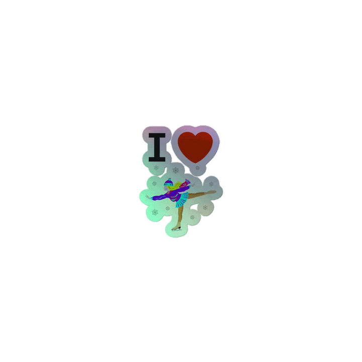 I Love Ice Skater Holographic Sticker product image (1)