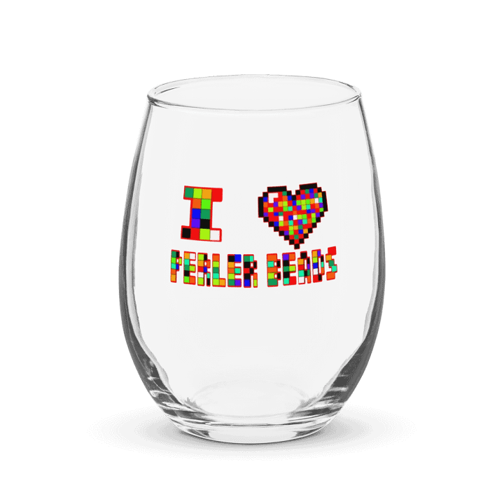 I Heart Perler Bead Wine Glass product image (1)
