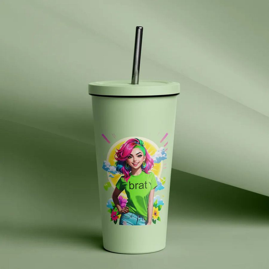 Brat 20 oz Tumbler Cup - Mint - Insulated Tumbler with a Straw v5 product image (12)