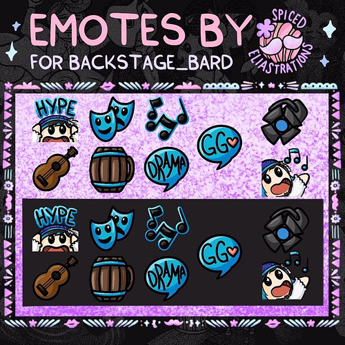 Fresh emotes off the grill for my love @backstagebard! They’re going to be starting to stream again soon so IT WAS TIME FOR A...